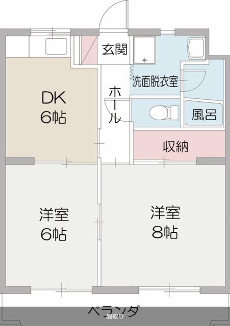 マンションレインボーⅡ(2DK/2階)の間取り写真