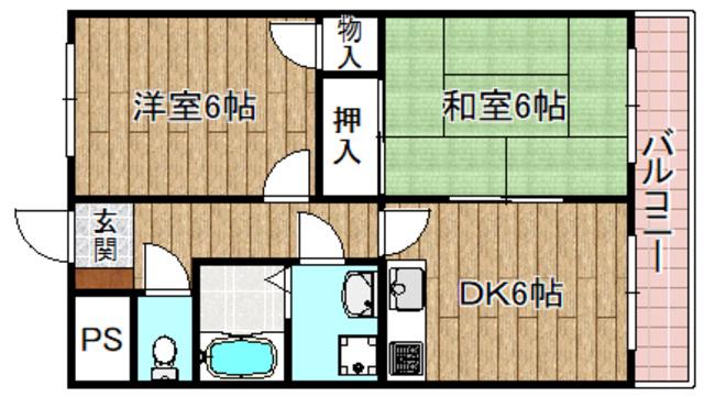 ルミエール(2DK/2階)の間取り写真