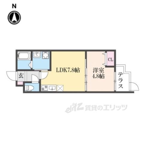 LEI椥辻(1LDK/1階)の間取り写真