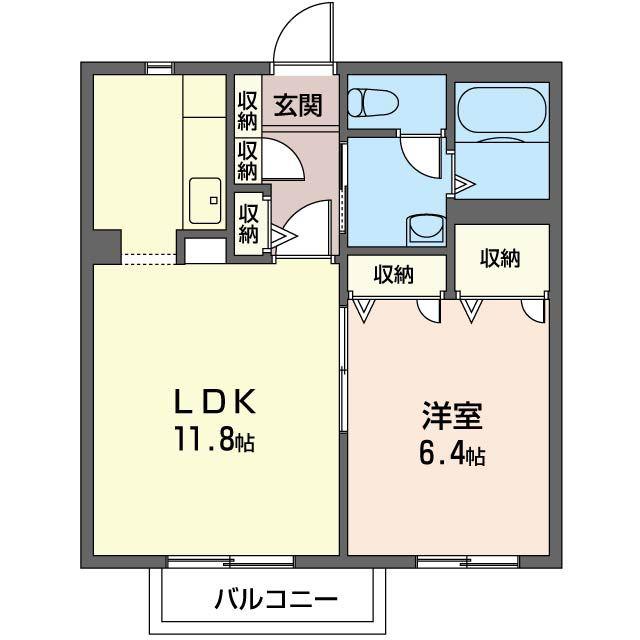 グランヴィーブルD(1LDK/1階)の間取り写真