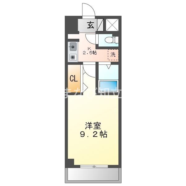 A・CITY三河安城東町(1K/9階)の間取り写真