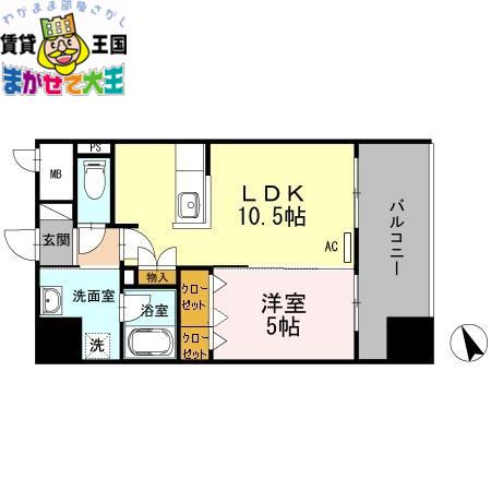ABITI浜町(1LDK/4階)の間取り写真