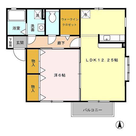 サンモア(1LDK/2階)の間取り写真