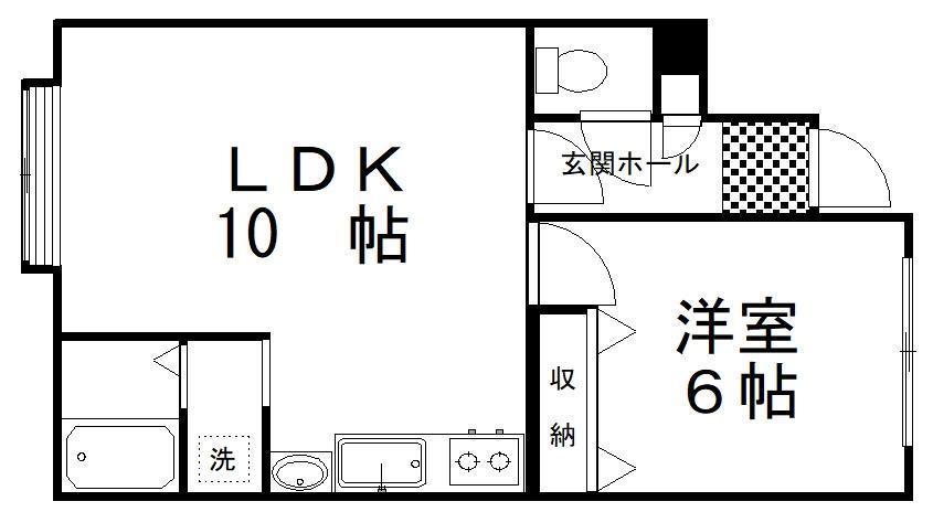 コンフォート星が浦NO.2(1LDK/1階)の間取り写真
