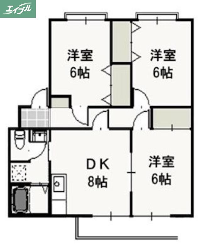 ピュアハイツ北方II(3DK/1階)の間取り写真