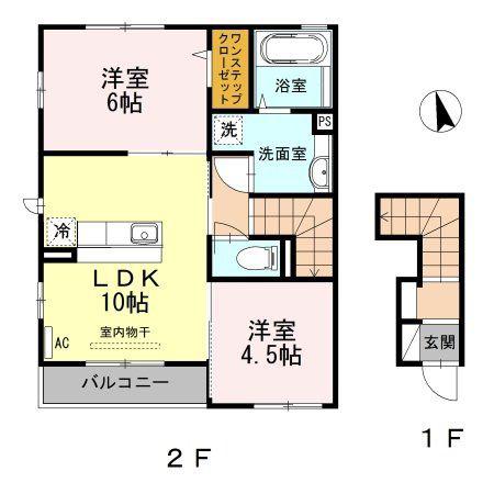 クレシア千年(2LDK/2階)の間取り写真