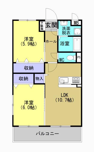 マンション・裕(2LDK/1階)の間取り写真