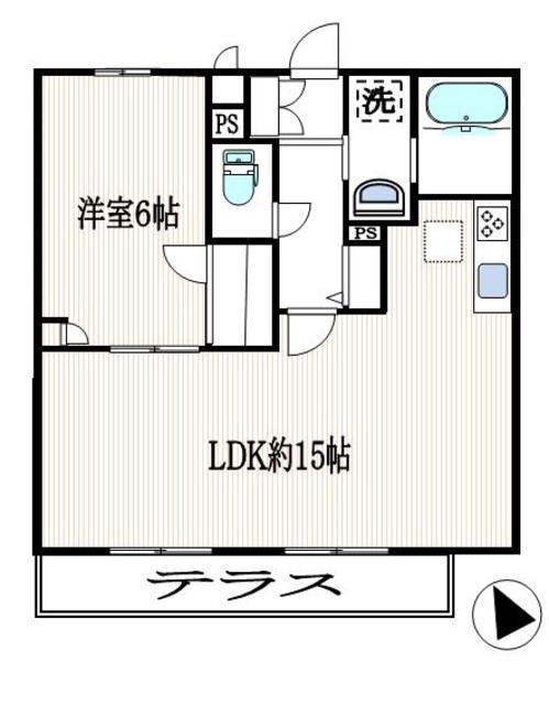 ル・クレール宿河原B(1LDK/1階)の間取り写真