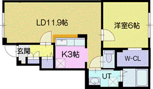 LAPACE大和(1LDK/1階)の間取り写真