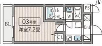 AILE南武庫之荘ウエスト(1K/2階)の間取り写真
