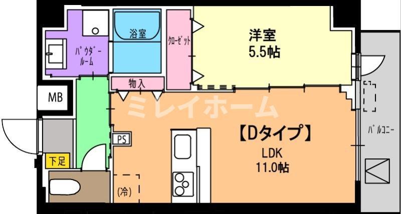 パラシオテルマス池上(1LDK/1階)の間取り写真