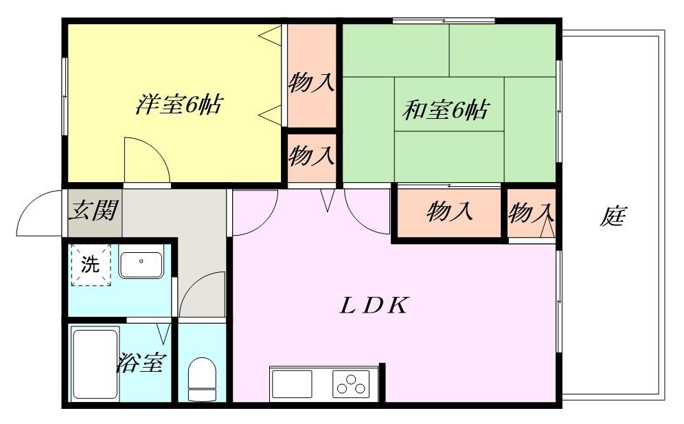 サニーコートI(2LDK/1階)の間取り写真