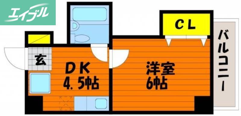 グレイス岡山(1DK/3階)の間取り写真