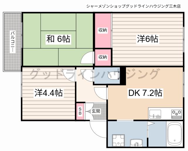 JAファミールハイツ(3DK/1階)の間取り写真