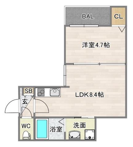 F ASECIA LASO(1LDK/3階)の間取り写真