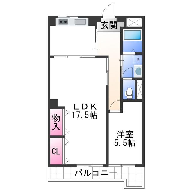 ハイツカドゼン(1LDK/4階)の間取り写真