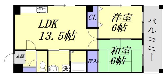 カトウビル(2LDK/3階)の間取り写真