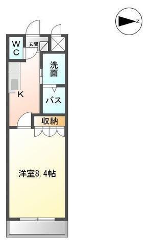 ブルーム 千歳(1K/2階)の間取り写真