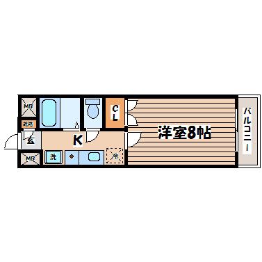 アラモード旭ヶ丘(1K/1階)の間取り写真