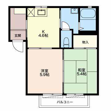 カルテット松富(2K/2階)の間取り写真