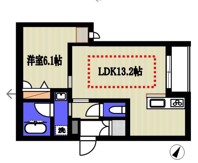 パルテール(1LDK/1階)の間取り写真