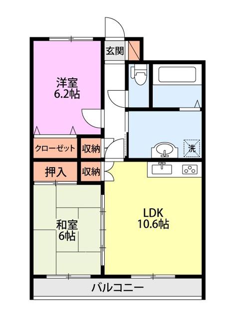 グランシャリオ(2LDK/2階)の間取り写真