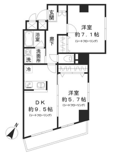 ブールバード白山(2DK/6階)の間取り写真