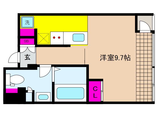 S-CUTE御影(ワンルーム/1階)の間取り写真