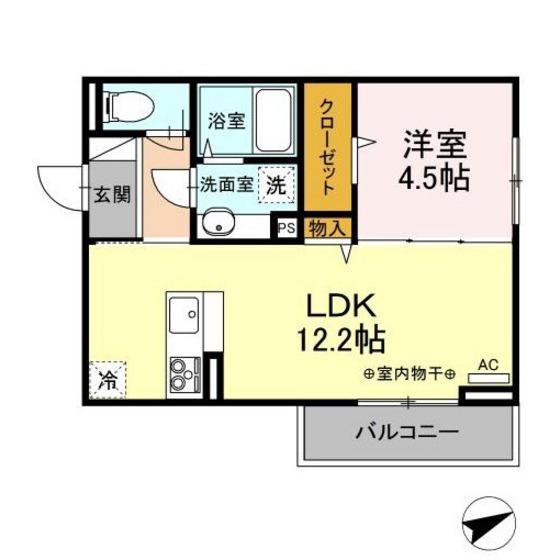 D-ROOM住吉 A(1LDK/3階)の間取り写真