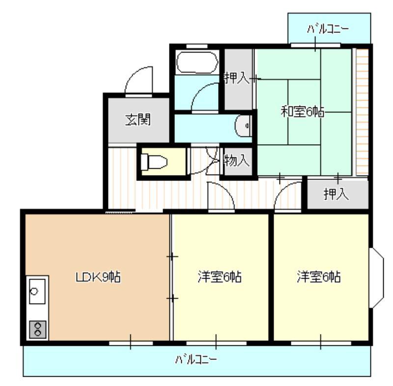 パレス富塚(3LDK/3階)の間取り写真