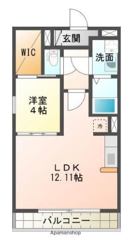 アムールオルテ(1LDK/1階)の間取り写真