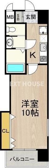 LUXE天王寺(1K/10階)の間取り写真
