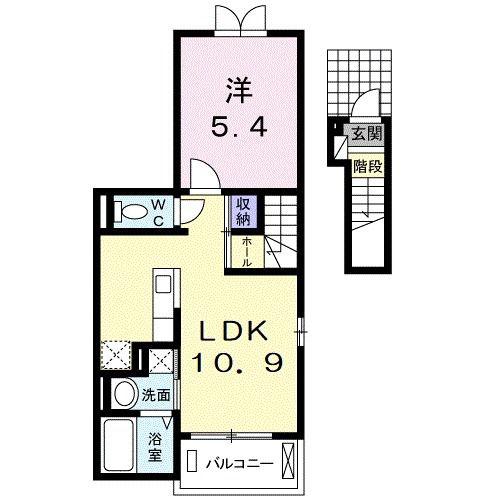 ルミエール(1LDK/2階)の間取り写真