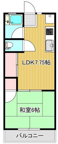 上野ハイツ(1LDK/2階)の間取り写真
