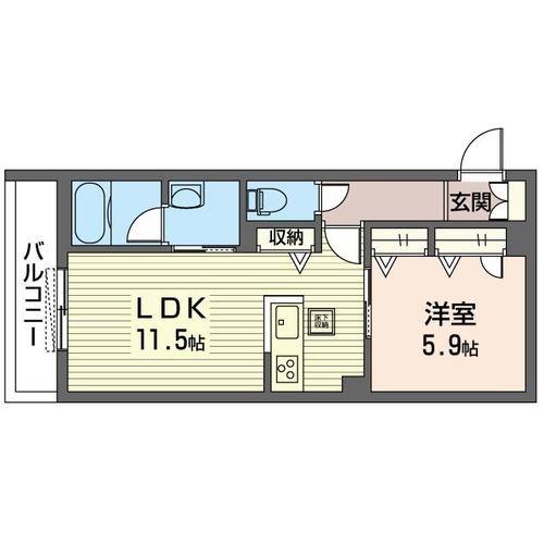 サンタクララ(1LDK/1階)の間取り写真