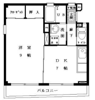 カーサM(1DK/3階)の間取り写真