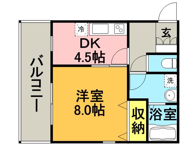 佐々木ビル(1DK/2階)の間取り写真