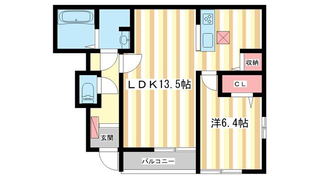ヴェルデ ルーチェ(1LDK/1階)の間取り写真