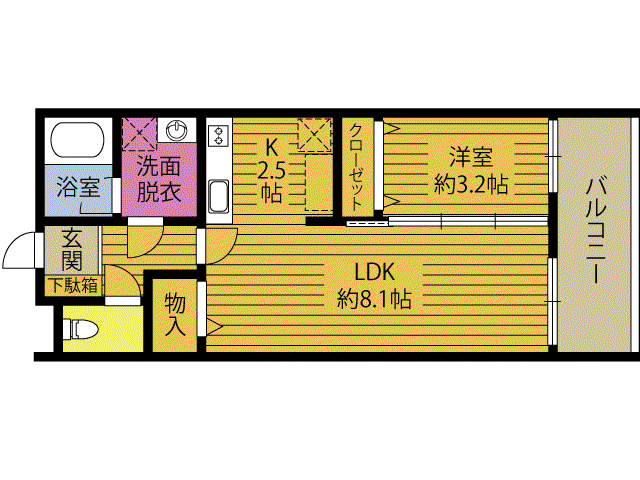 吉弘神社アパート工事(1LDK/2階)の間取り写真