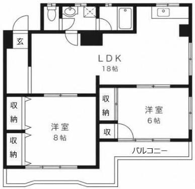 サトウマンション(2LDK/5階)の間取り写真
