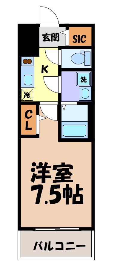 ディアレイシャス名古屋太閤通IV(1K/10階)の間取り写真