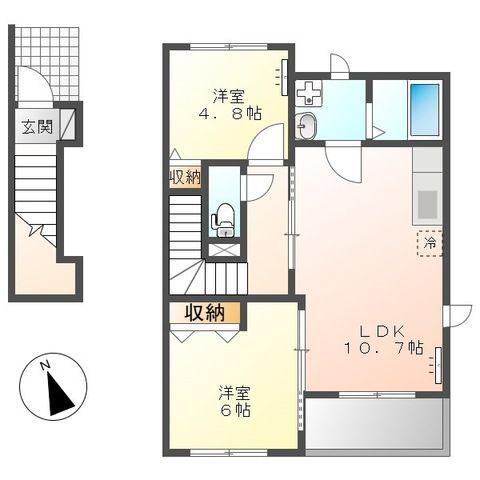 リリーベル(2LDK/2階)の間取り写真