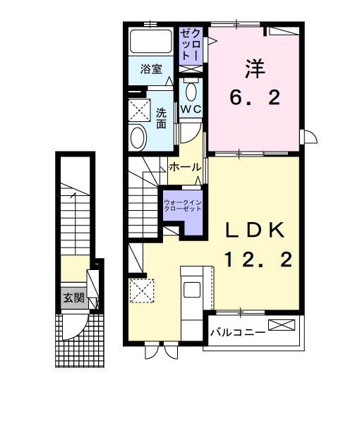 K.Z WILL E(1LDK/2階)の間取り写真