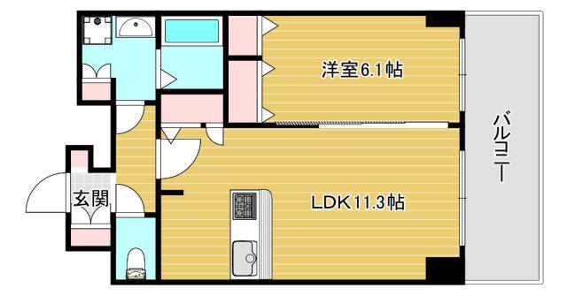 プレサンス心斎橋ラヴィ(1LDK/12階)の間取り写真