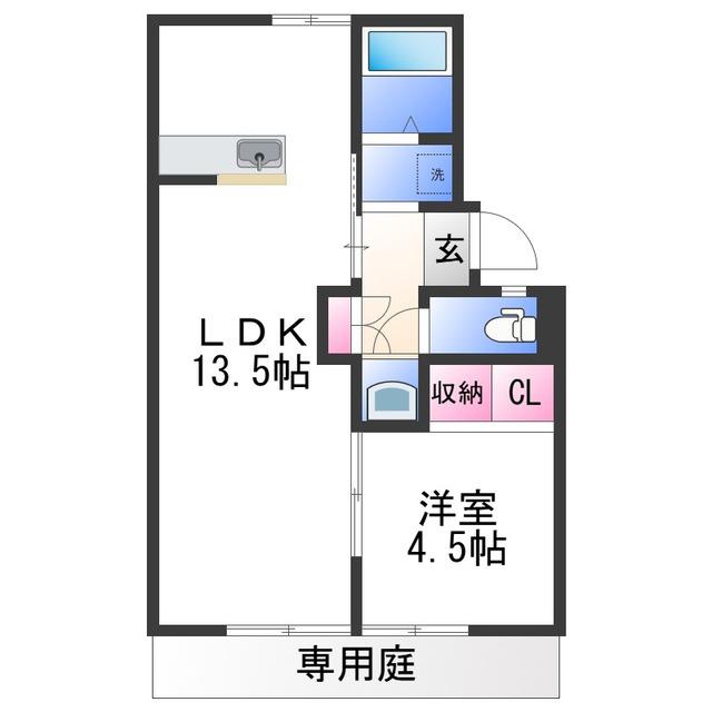 プレジール津森(1LDK/1階)の間取り写真