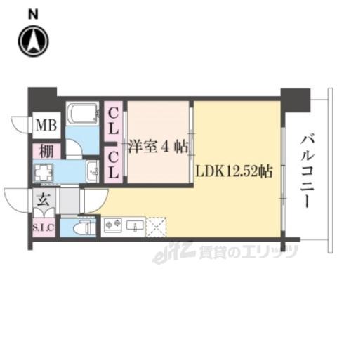 プレジオ八戸ノ里(1LDK/2階)の間取り写真