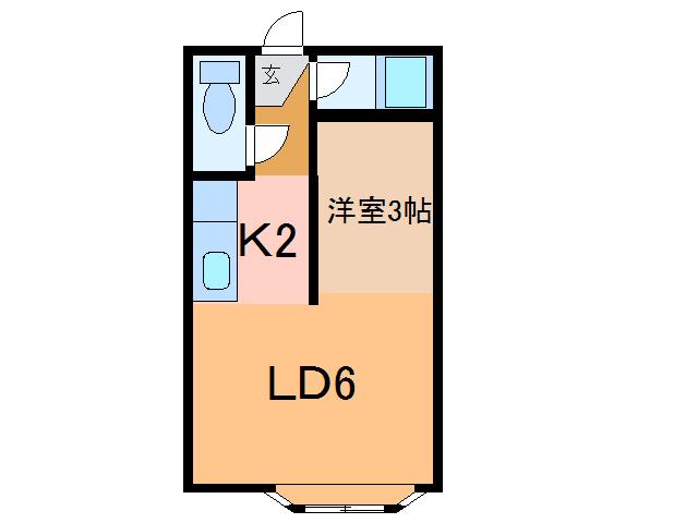 スカイパレス(1LDK/1階)の間取り写真