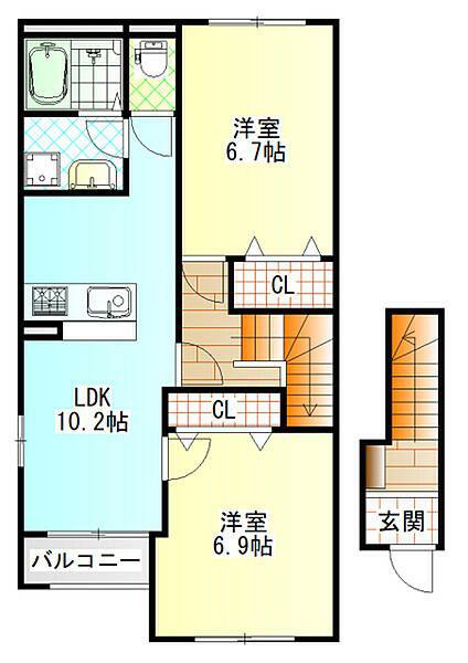 FELICE(2LDK/2階)の間取り写真