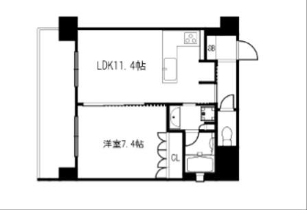 リーガル京都御所西V(1LDK/2階)の間取り写真