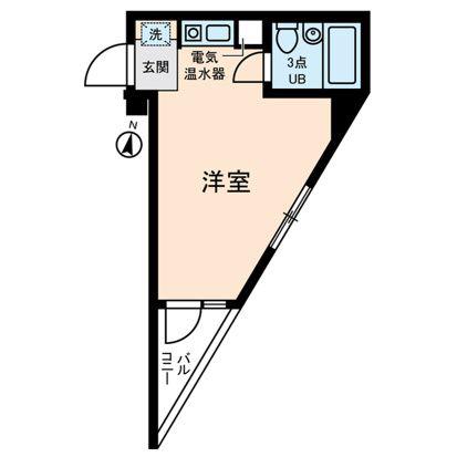 キャッスル日野台(ワンルーム/1階)の間取り写真